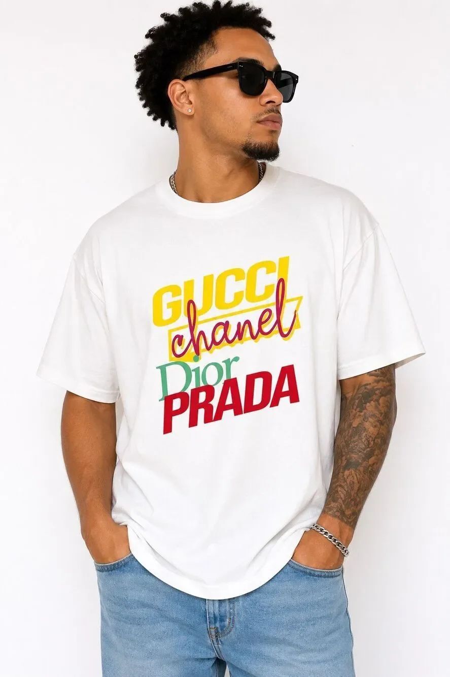 New Graphic Logo Print Tee Unisex Oversized XL White Crewneck Streetwear